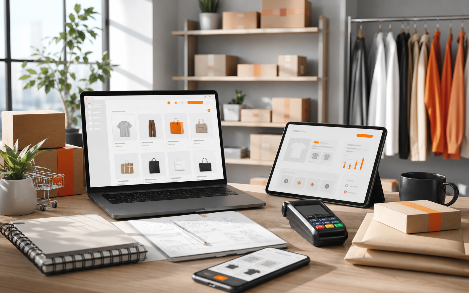 E-ticaret çözümleri için online mağaza ve satış yönetimi görseli