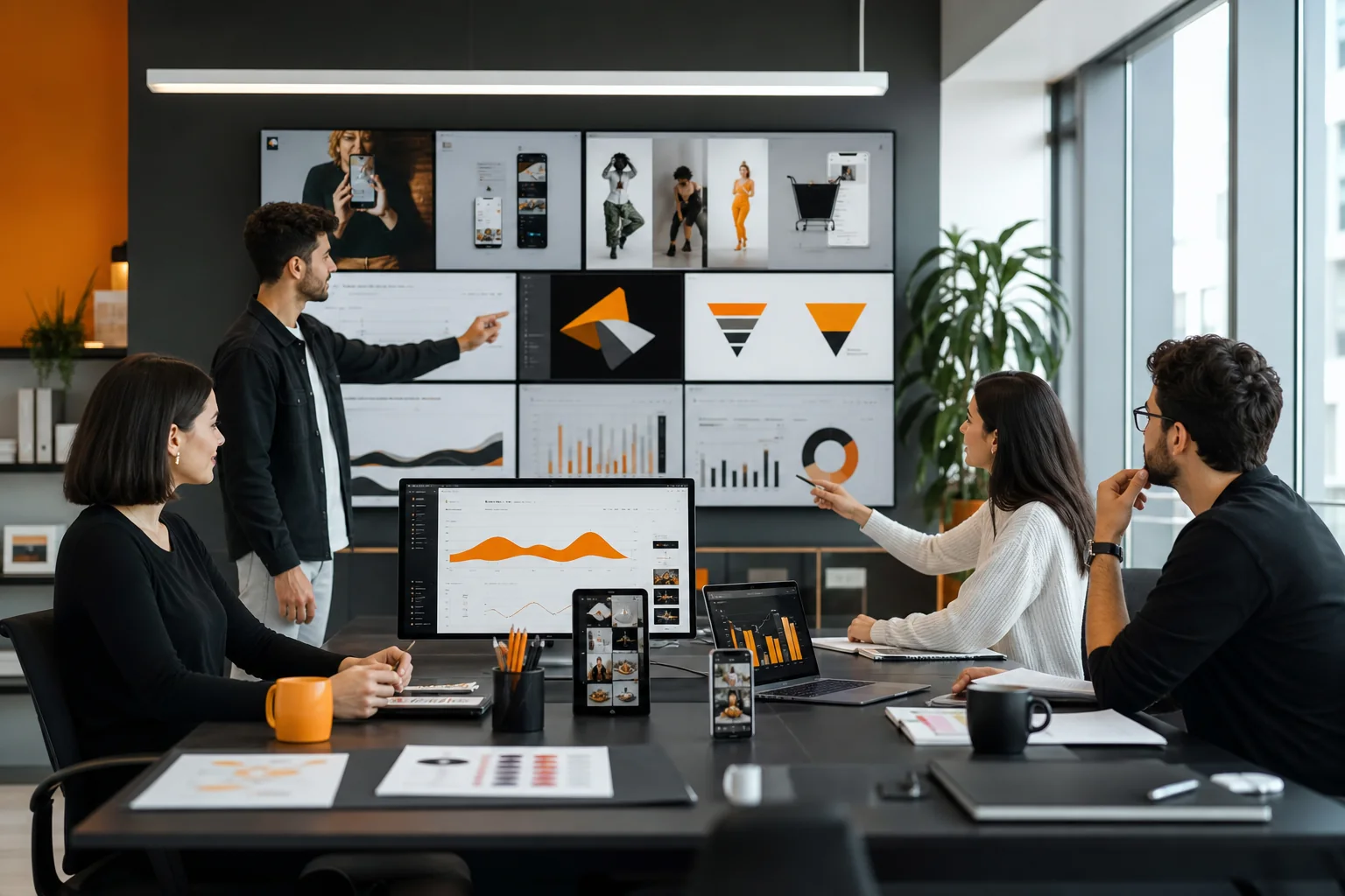 Online mecralar için Google sosyal medya ve dijital reklam stratejisi planlayan ekip